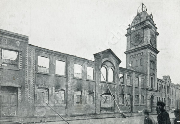Corbett's Perserverance Ironworks, Shrewsbury, after the fire, 20 November 1905.