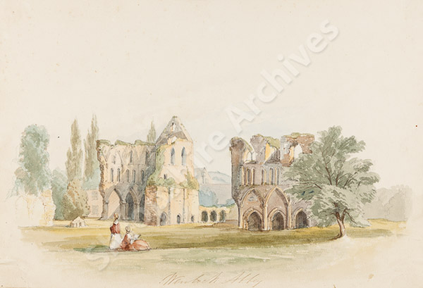 Wenlock Abbey (watercolour) - presented by Mrs Geo. Burd.